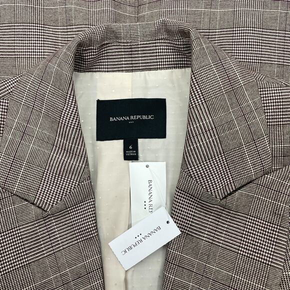 Banana Republic Double Breasted Checker Blazer Gold Button Size 6 - Picture 10 of 11